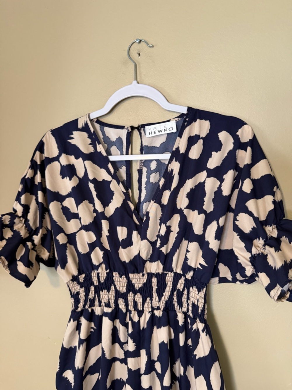 Kate Hewko Navy & Cream Printed Wide-Leg Jumpsuit - Picture 3 of 8